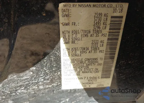 2019 Nissan Frontier S z USA, uszkodzony, nr VIN 1N6DD0ER5KN719065